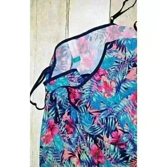 Woman SHEER Tropical Hawiian LIGHTWEIGHT Top Beach Cover Colorful FLORAL Dres XL - Picture 4 of 4